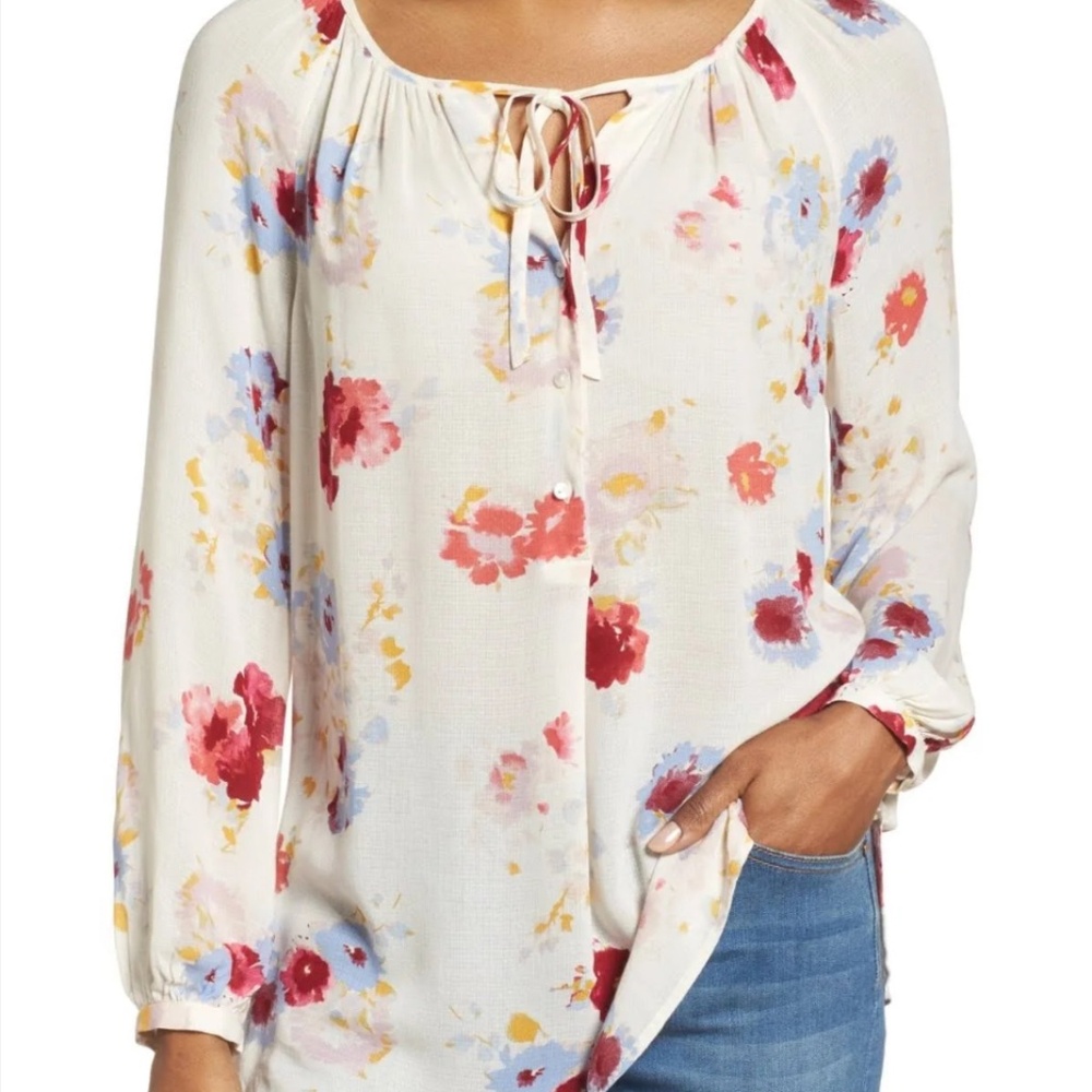 Lucky Brand Women's Floral Peasant Blouse | Large